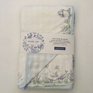 NEW Baby Blanket Reversible Multi-use Spring Theme Bunny Ducks | Shabby Chic